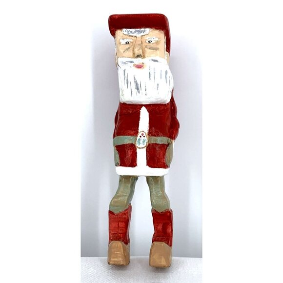 Unbranded Other - Wes Hart Cowboy Santa Folk Art Primitive Hand Crafted Wooden 7"